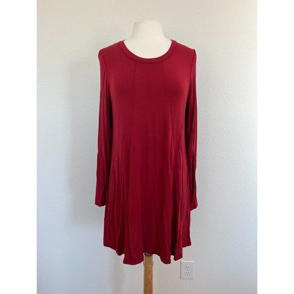 Umgee A Line Cut Out Dress Womens Size Large Long Sleeve Cotton Blend Red - Picture 2 of 11